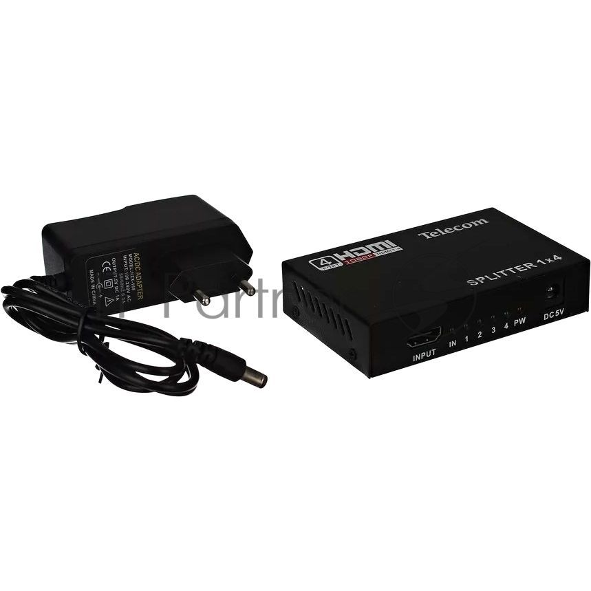 Разветвитель HDMI 1=>4 Telecom TTS5020, каскадируемый, 1.4v+3D