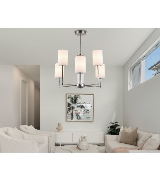 Люстра Ambrella light LH56211/6 SN/FR никель/белый матовый E27/6 max 60W D600*600