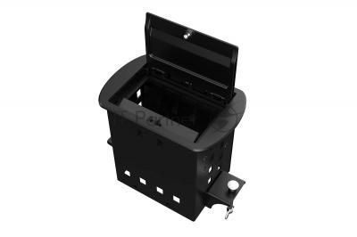 Прямоугольный металлический корпус Wize Pro WRTS-M-4CBOX-B серия M, для модульной системы врезного лючка в стол с убирающейся крышкой для установки до 4 модулей-вставок серии М, черный
