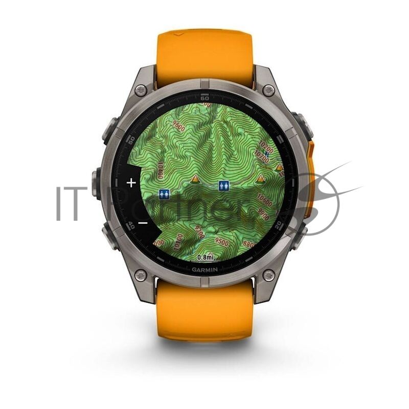 Умные часы Garmin Fenix 8 1.4" AMOLED, Wi-Fi, Bluetooth, NFC, 100м, титановый серый / оранжевый