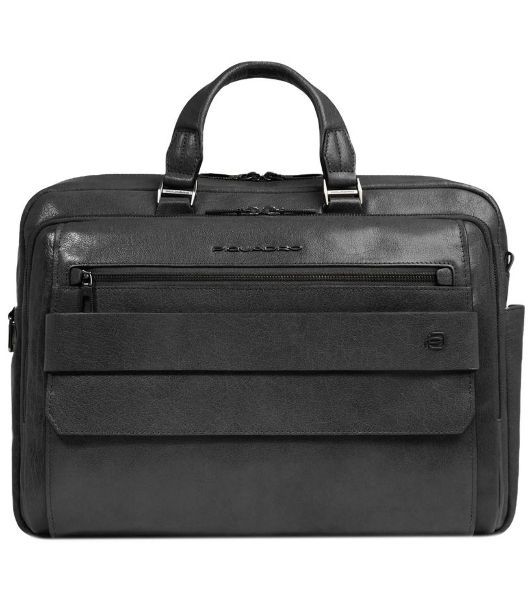 Деловая сумка мужская Piquadro Solm CA7025S141/N с отделением для ноутбука 14" черная натур.кожа