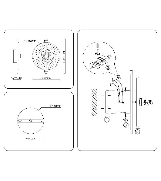 Настенный светодиодный светильник Ambrella light LH31143 BS/CL латунь/прозрачный 13W 3000K 280*70*350