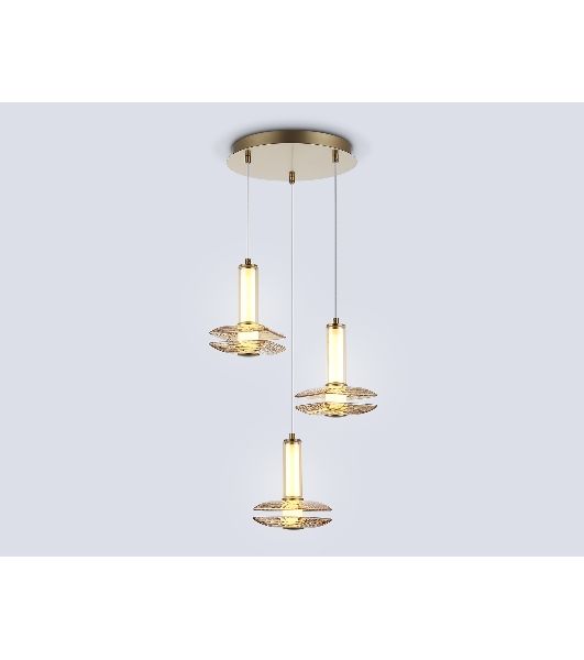 Подвесной светодиодный светильник Ambrella light LH31011/3 BS/TI латунь/янтарь 35W 3000K D450*1790
