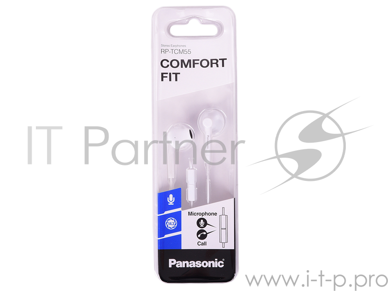 Наушники Panasonic RP-TCM55GC-W внутриканальные 10-24000Гц 1.2м 3.5мм 109дБ микрофон белые
