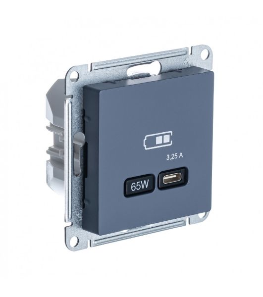 Розетка USB SE тип-C 65W высокоскор. заряд. QC, PD, мех. AtlasDesign грифель