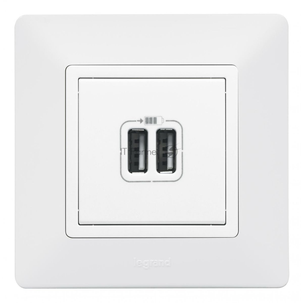 Механизм розетки USB 2-м Valena Life 240В/5В 1500мА с лицевой панелью бел. Leg 753412