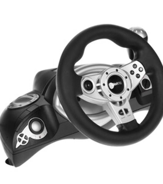 Игровой руль Dialog GW-155VR CyberPilot - эф.вибрации, 2 педали, рычаг ПП, PC USB
