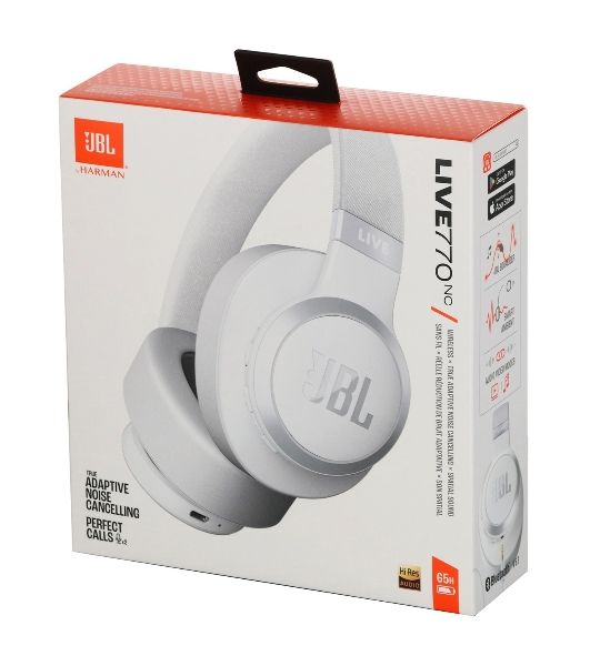 Беспроводные/проводные наушники JBL Live 770NC белый, полноразмерные, Bluetooth + проводной, адаптивное шумоподавление