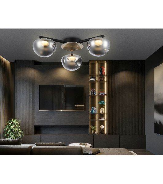 Светильник Ambrella light LH12006/3 BK/GD/SM черный/золото/дымчатый 18W 3000K D640*170