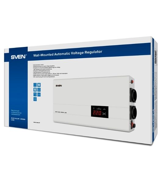 Сетевые фильтры SVEN Стабилизатор напряжения AVR SLIM-2000 LCD