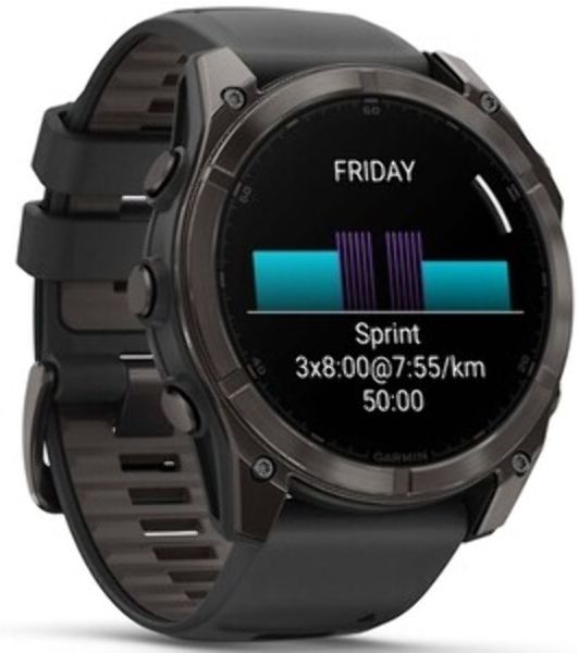 Умные часы Garmin Fenix 8 Solar Sapphire, 1.6" AMOLED, Wi-Fi, Bluetooth, NFC, 100м, серый / желтый