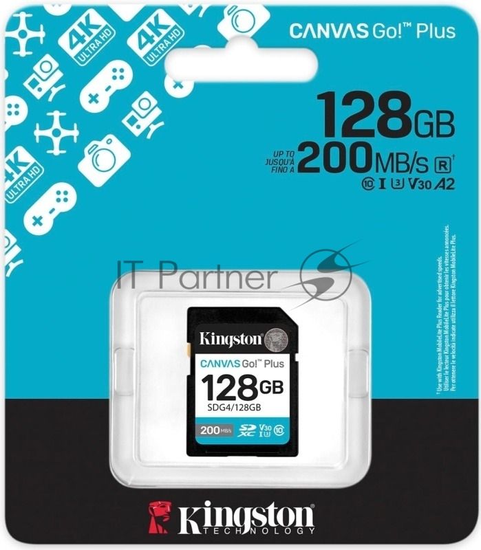 Флеш карта SDXC 128Gb Kingston SDG4/128Gb Canvas Go! Plus w/o adapter