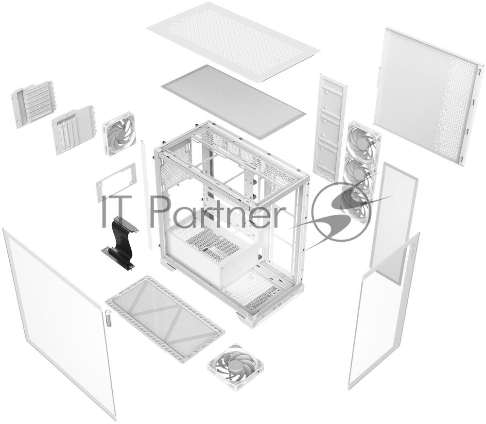 Компьютерный корпус XPG INVADER X WHITE (INVADERXMT-WHCWW) Mid-Tower Gaming ATX PC Case with Panoramic View, Tempered Glass Panels, and RGb Lighting Black