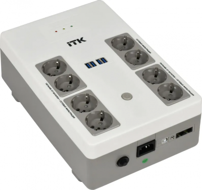 Источник бесперебойного питания ITK ELECTRA EST8-600VA-1-001 / 600 ВА / 360 Вт / 8 x CEE 7 (евророзетка)