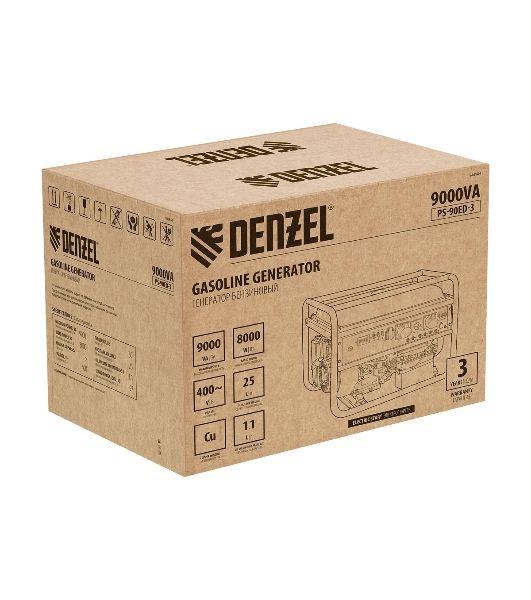 Электрогенератор бензиновый Denzel PS 90 ED-3, 9 кВт, 85 дБ, 90 кг