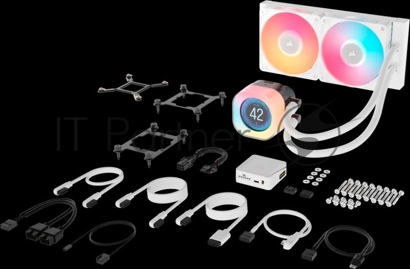 Система жидкостного охлаждения Water Cooling System Corsair iCUE LINK TITAN 240 RX LCD (240мм, белый, RGb/Fans: 2x120мм, 73.5CFM, 36dBA, 2100RPM/S: 1851, 1700, AM5, AM4)