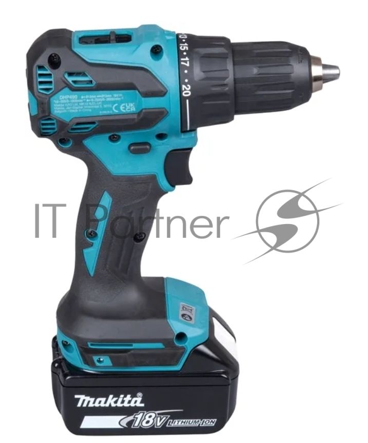 Дрель-шуруповерт Makita DHP490F003, 18 В, 3 Ач, 50 Нм, бесщеточный, ударный