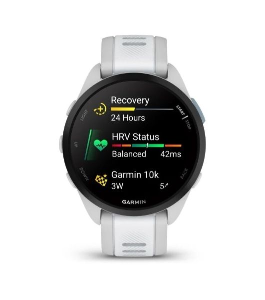 Умные часы Garmin Forerunner 165, 1.3" AMOLED, 5G, Wi-Fi, Bluetooth, NFC, WR50, белый / серый