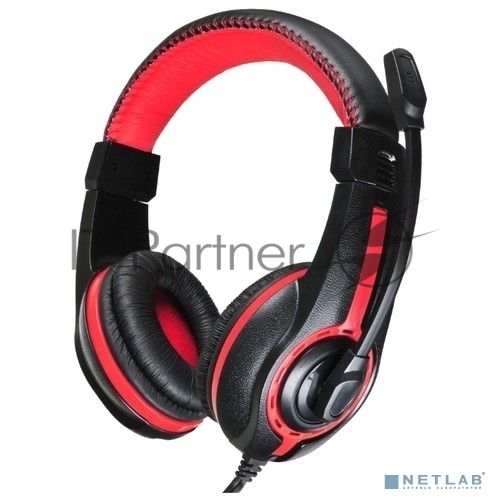 Наушники с микрофоном Oklick HS-L200 черный/красный 2м мониторы оголовье (Y-819)