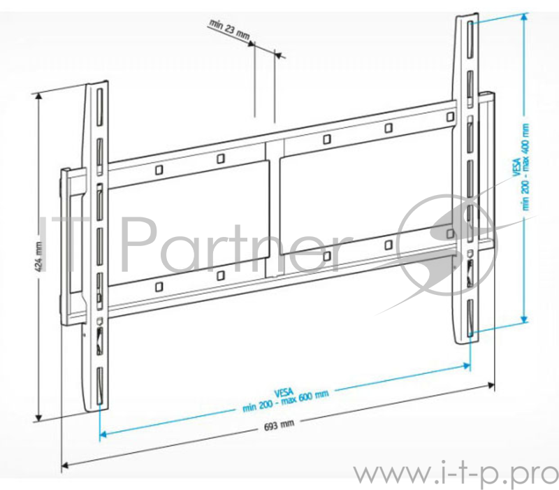 Кронштейн для телевизора Holder LCD-F6607 черный 42"-65" макс.60кг настенный фиксированный