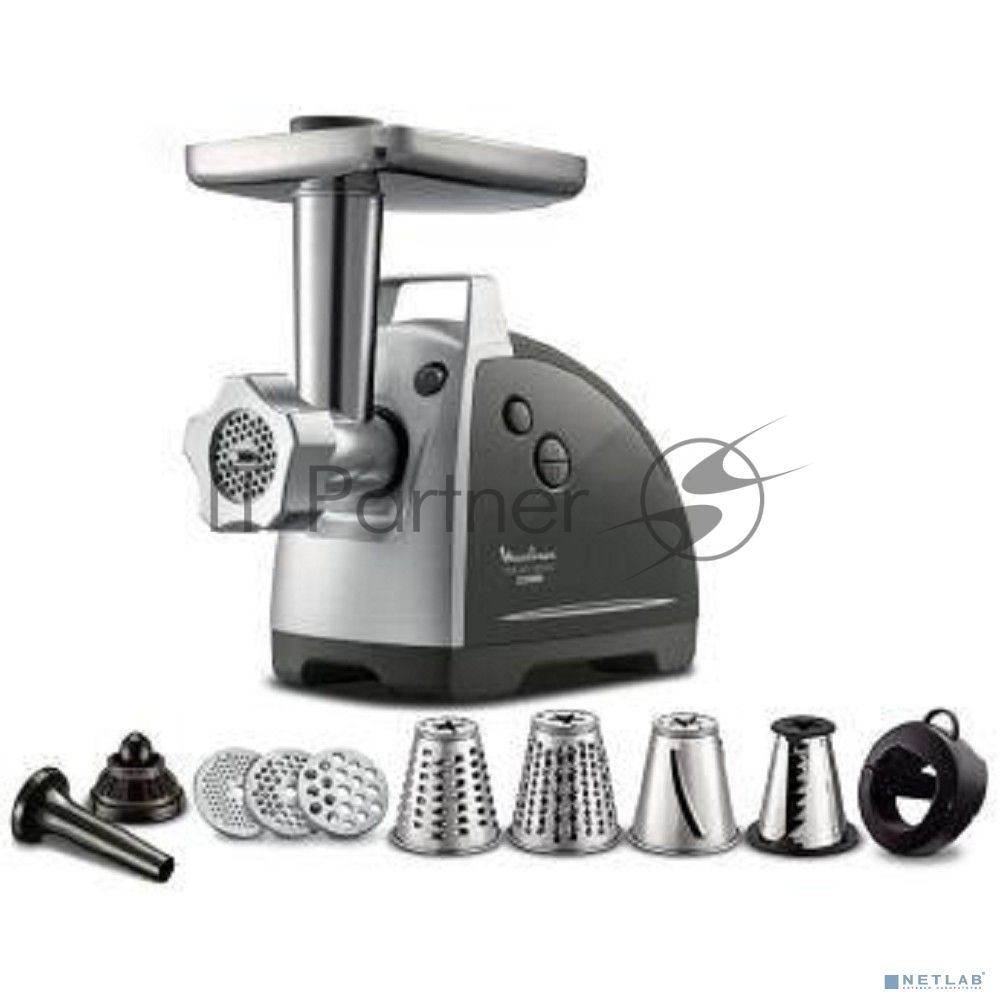 Мясорубка электрическая Moulinex ME682832 черный, 2000 Вт, 2.6 кг/мин, реверс, защита от перегрузки, насадки - 4