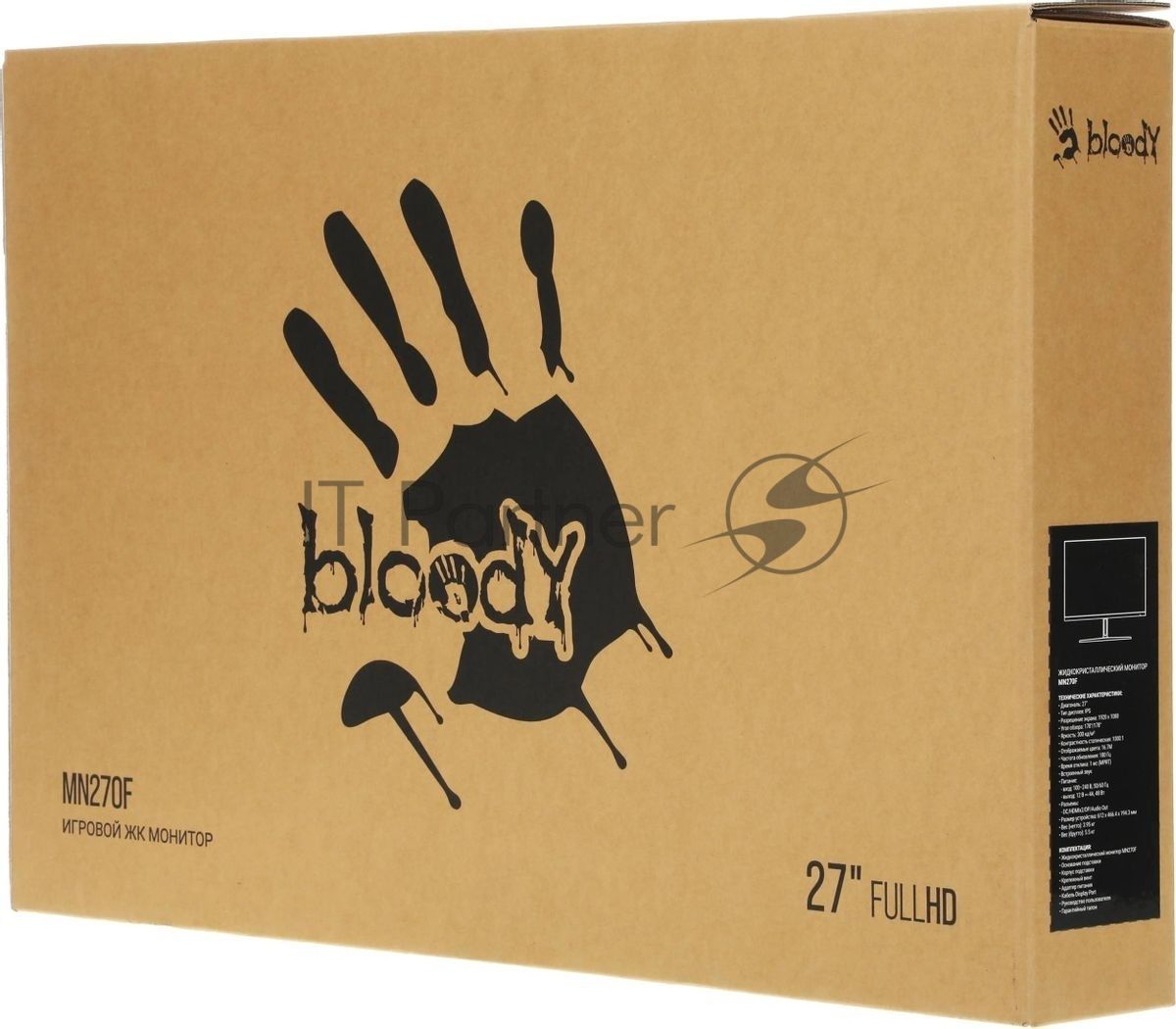 Монитор 27" Bloody MN270F IPS 1920x1080, 180 Гц, 1 мс, 16:9, 300 кд/м², 2xHDMI, 1xDP, 1x3.5 мм, черный
