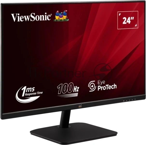 Монитор 23.8" ViewSonic VA2432-H-2 IPS 1920x1080, 75 Гц, 1 мс (MPRT), 16:9, 250 кд/м², VGA, HDMI 1.4, 3.5 Jack, HDR10, FreeSync, черный