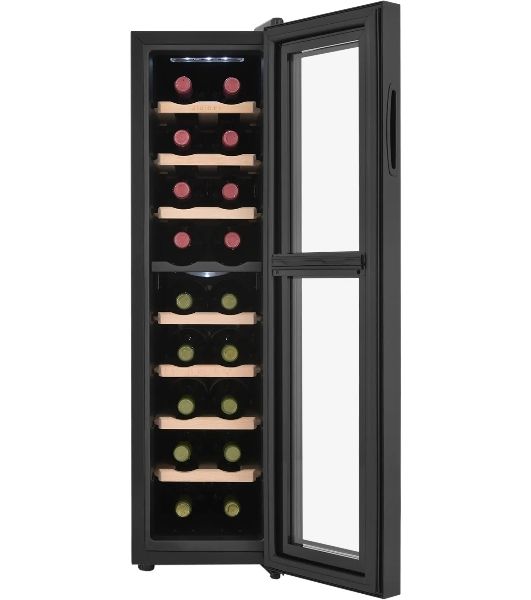 Винный шкаф ZÜGEL ZTWF181DB черный, 49 л, 2 отсека, 18 бут.