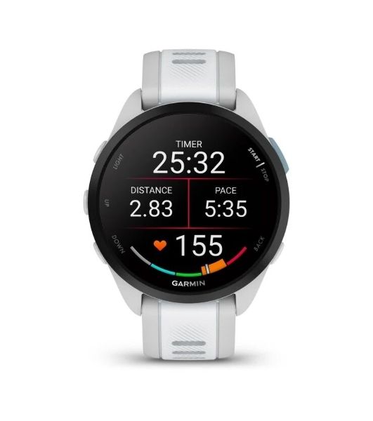 Умные часы Garmin Forerunner 165, 1.3" AMOLED, 5G, Wi-Fi, Bluetooth, NFC, WR50, белый / серый