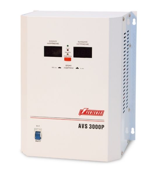 Стабилизатор напряжения Powerman AVS-P Voltage Regulator 3000VA, Digital Indication, Wall Mount, Hardwire Input/Output, 230V, 1 year warranty, White