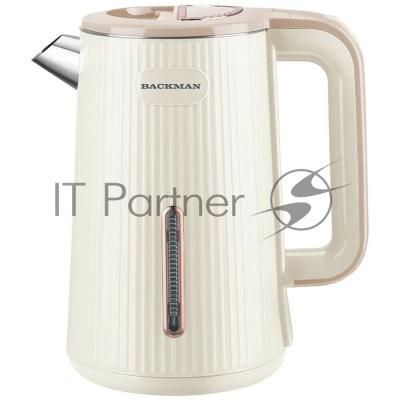 Чайник электрический BACKMAN BM-TEA 723 2 л, 2200 Вт, бежевый