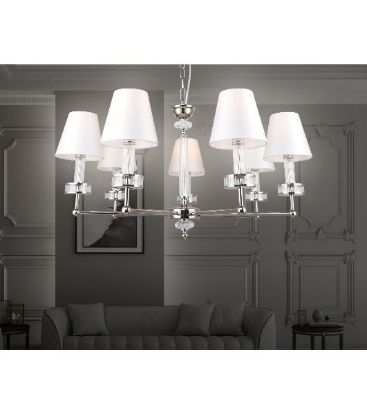 Люстра Ambrella light LH71003/7 BN/WH никель/белый E14*7 max 40W D820*1130