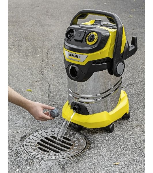 Строительный пылесос Karcher WD 6 P S V-30/6/22/T желтый, 1300 Вт, уборка сухая/сбор воды, пылесборник мешок/контейнер, 30 л