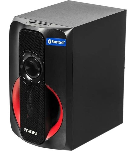 Колонки SVEN AC MS -304, черный Акустическая система, беспроводная передача сигнала по Bluetooth, суммарная мощность (RMS), Вт - 40, выходная мощность (RMS), Вт - сабвуфер: 20, сателлиты: 20 (2 х10), частотный диапазон, Гц - сабвуфер: 40 – 150, сателлиты: