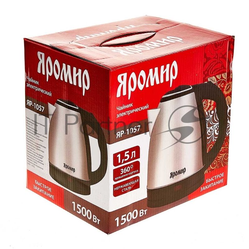 Чайник электрический ЯРОМИР ЯР-1057 нерж.: 1500 Вт, 1,5 л (12)