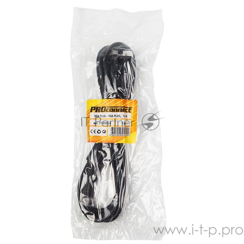 Шнур PROconnect VGA - VGA с ферритами, длина 1,8 метра, черный