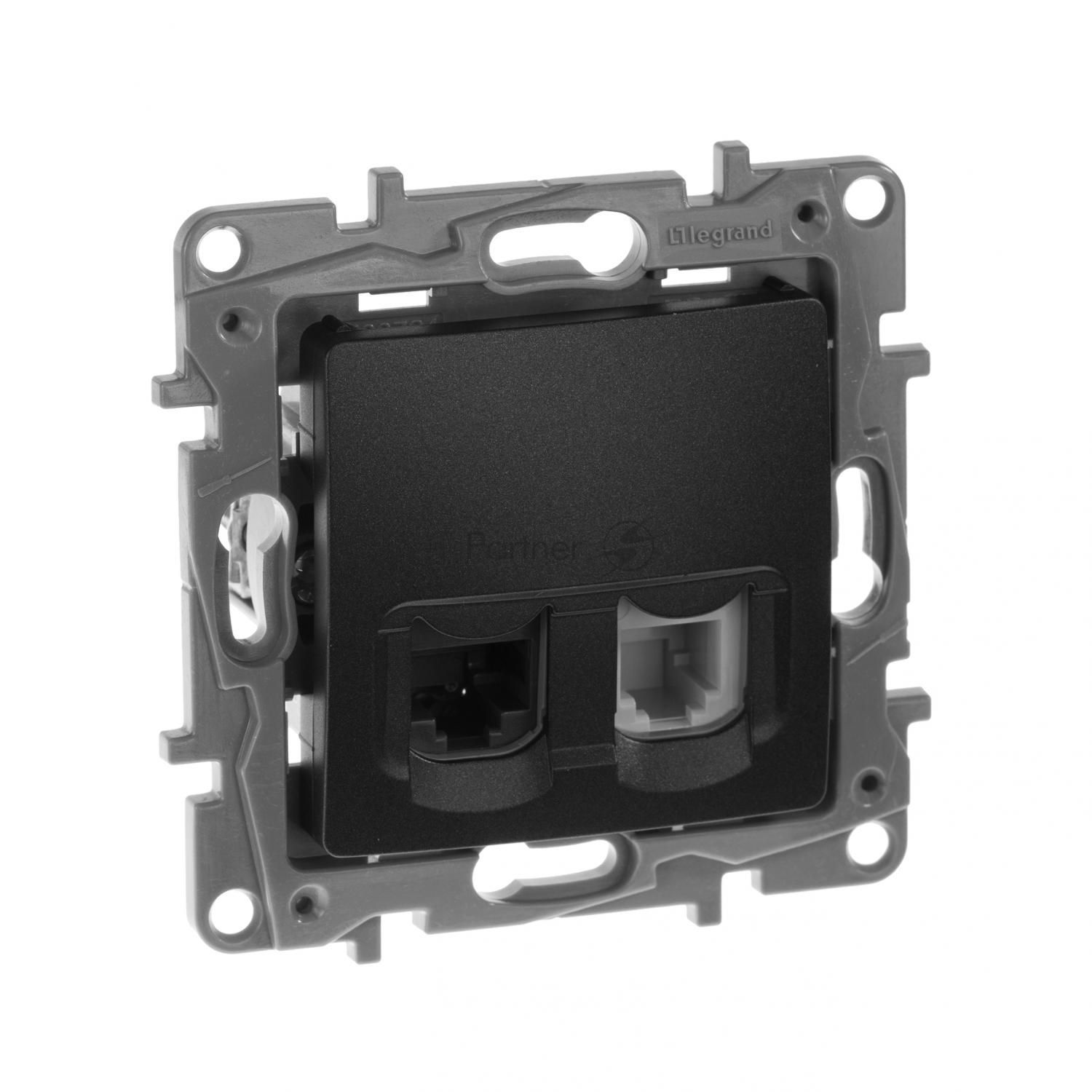 Розетка RJ11+RJ45 кат.5 UTP, антрацит