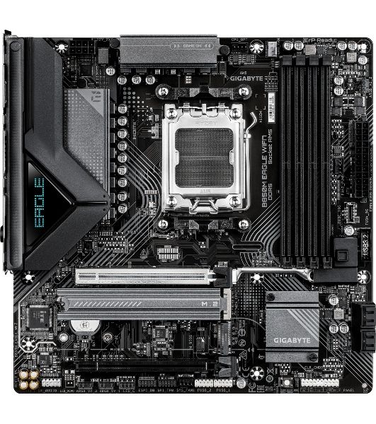 Материнская плата Gigabyte B850M EAGLE WIFI7, AM5, AMD B850, 4xDDR5, 4xSATA, 2xM.2, 1xPCIe 5.0 x16, 1xPCIe 3.0 x16, 1xHDMI, 2xDP, 1x2.5Gb LAN, Wi-Fi 7, Bluetooth 5.4, 1xUSB-C 10Gbps, 1xUSB-A 10Gbps, 2xUSB-A 5Gbps, 4xUSB-A 2.0, 1xPS/2, 3x3.5 мм, 7.1, mATX