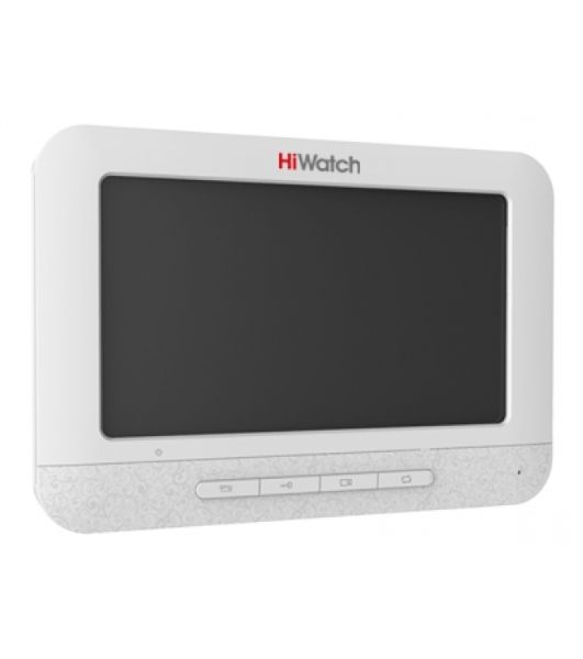 Комплект аналогового видеодомофона HiWatch DS-D100K Антивандальная вызывная панель с камерой разрешением 720 х 576 и ИК-подсветкой до 2м + 7"" цветной TFT монитор 800х480, 4-х проводная схема, 12В DC, 5Вт макс., адаптер в комплекте