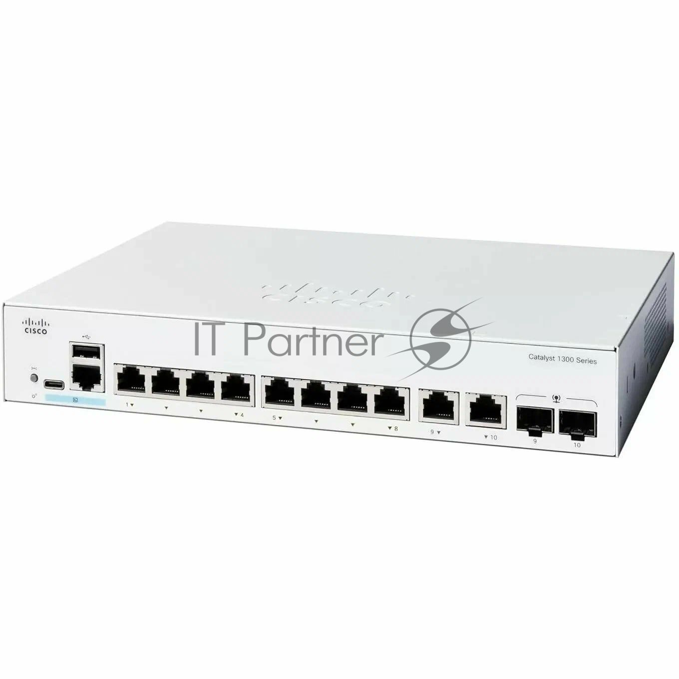 Коммутатор Cisco C1300-8T-E-2G, 8×1 Гбит/с + 2×1 Гбит/с Combo (RJ45/SFP), управляемый