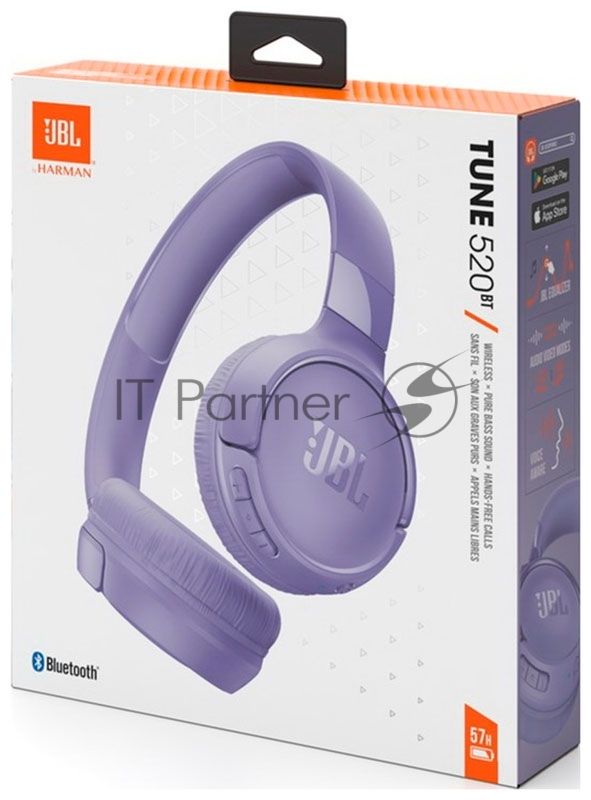 Беспроводные наушники JBL Tune 520BT фиолетовый, накладные, Bluetooth, быстрая зарядка, складная конструкция