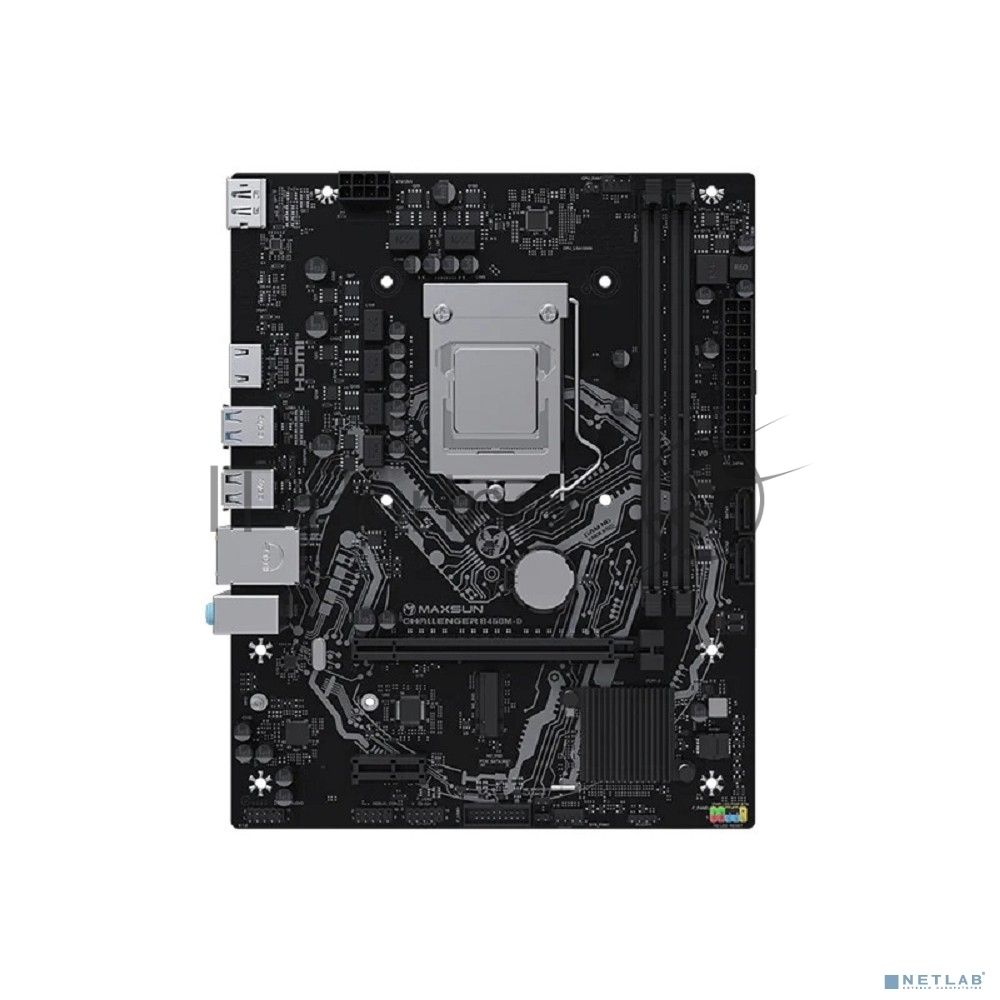 Материнская плата Maxsun Challenger B460M-D, LGA 1200, Intel B460, 2xDDR4, 2xSATA, 1xM.2, 1xPCIe 3.0 x16, 1xPCIe x1, 1xHDMI, 1xDP, 1x1Gb LAN, 2xUSB-A 5Gbps, 4xUSB-A 2.0, 3x3.5 мм, 7.1, mATX