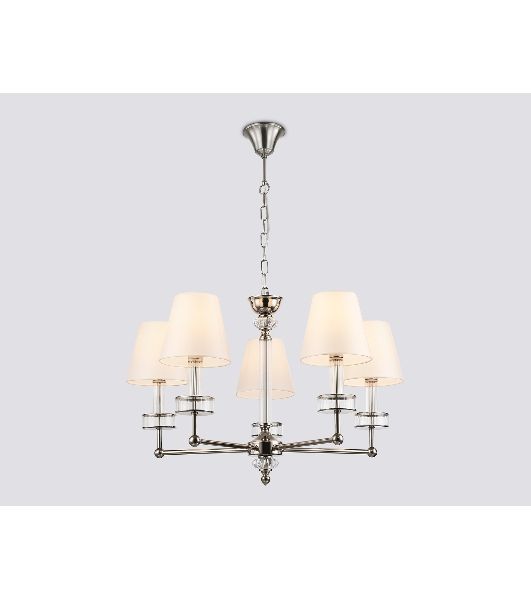 Люстра Ambrella light LH71001/5 BN/WH никель/белый E14*5 max 40W D670*1130