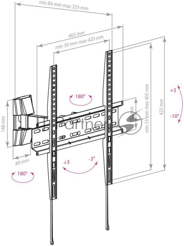 Кронштейн для телевизора Arm Media LCD-413 черный 26"-55" макс.35кг настенный поворот и наклон