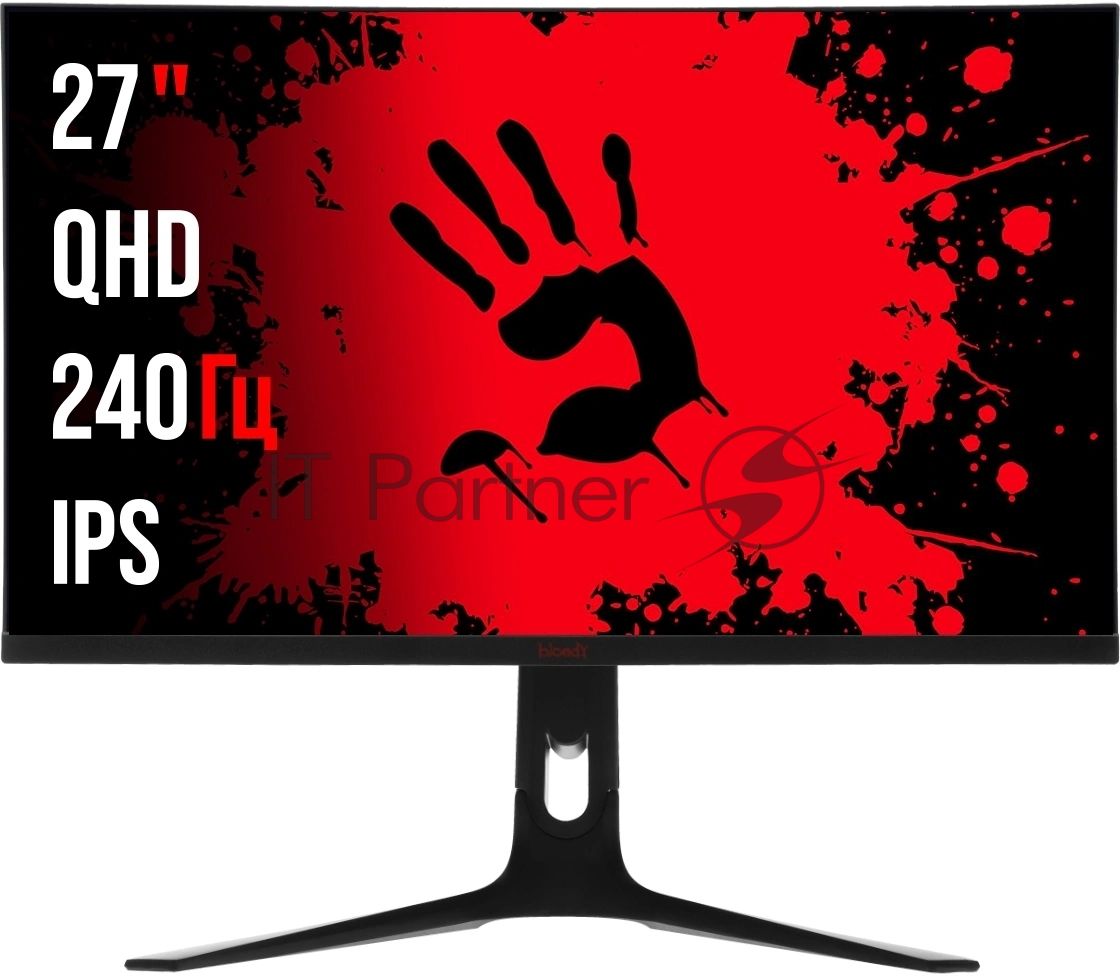 Монитор 27" BLOODY MN272Q IPS 2560x1440, 240 Гц, 5 мс, 16:9, 400 кд/м², 2xHDMI, 2xDisplayPort, трехсторонний безрамочный дизайн, Flicker Free, Low Blue Light, HDR10, темно-серый