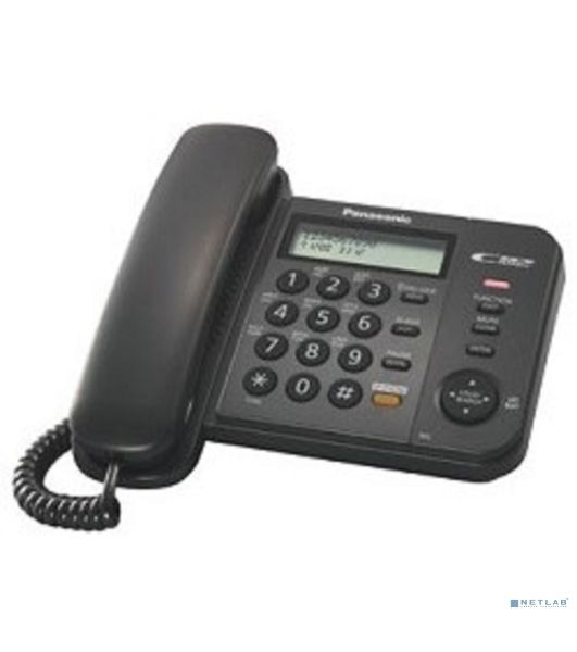 Телефон проводной Panasonic KX-TS2358RUB черный АОН,Caller ID,ЖКД,блокировка набора,выключение микрофона,кнопка "пауза"
