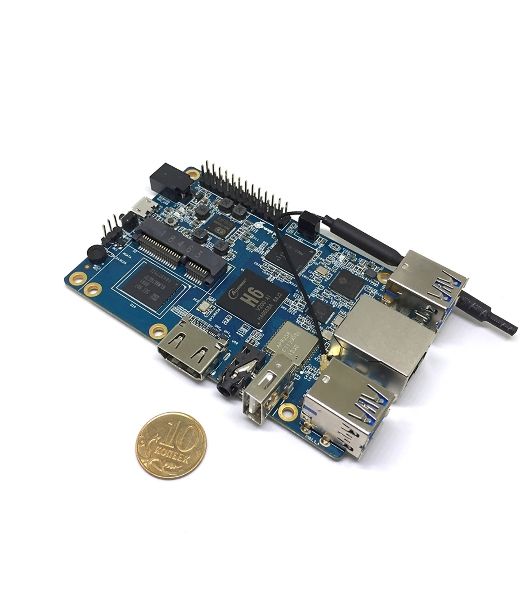 Микрокомпьютер Orange PI 3 2Gb + 8Gb EMMC, Android 7, с кабелем питания. (44286)
