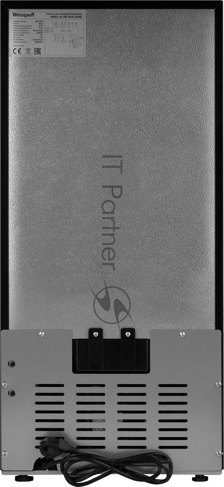 Винный шкаф встраиваемый Weissgauff WWCI-26 DB DualZone