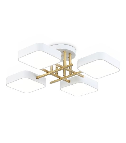 Люстра светодиодная на штанге Ambrella light FL516341/4 WH/GD белый/золото 72W 3000-6000K 550*550*150 (без ПДУ)