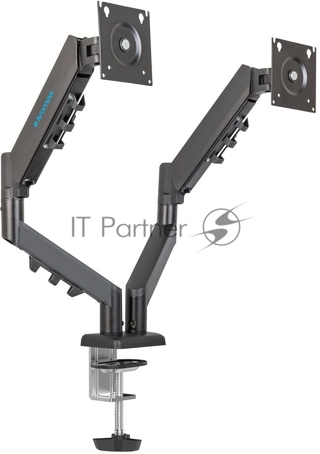 Кронштейн Kromax OFFICE-14 черный, 4 шт/уп. Кр. стал. настол. для 2-х мон. 15"-32", max 2x10 кг, 6 ст. св., нак. +90° -45°, пов. 180°, max VESA 100x100